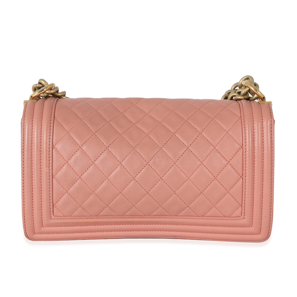 Pink Quilted Caviar Old Medium Boy Bag - Picture 4 of 7